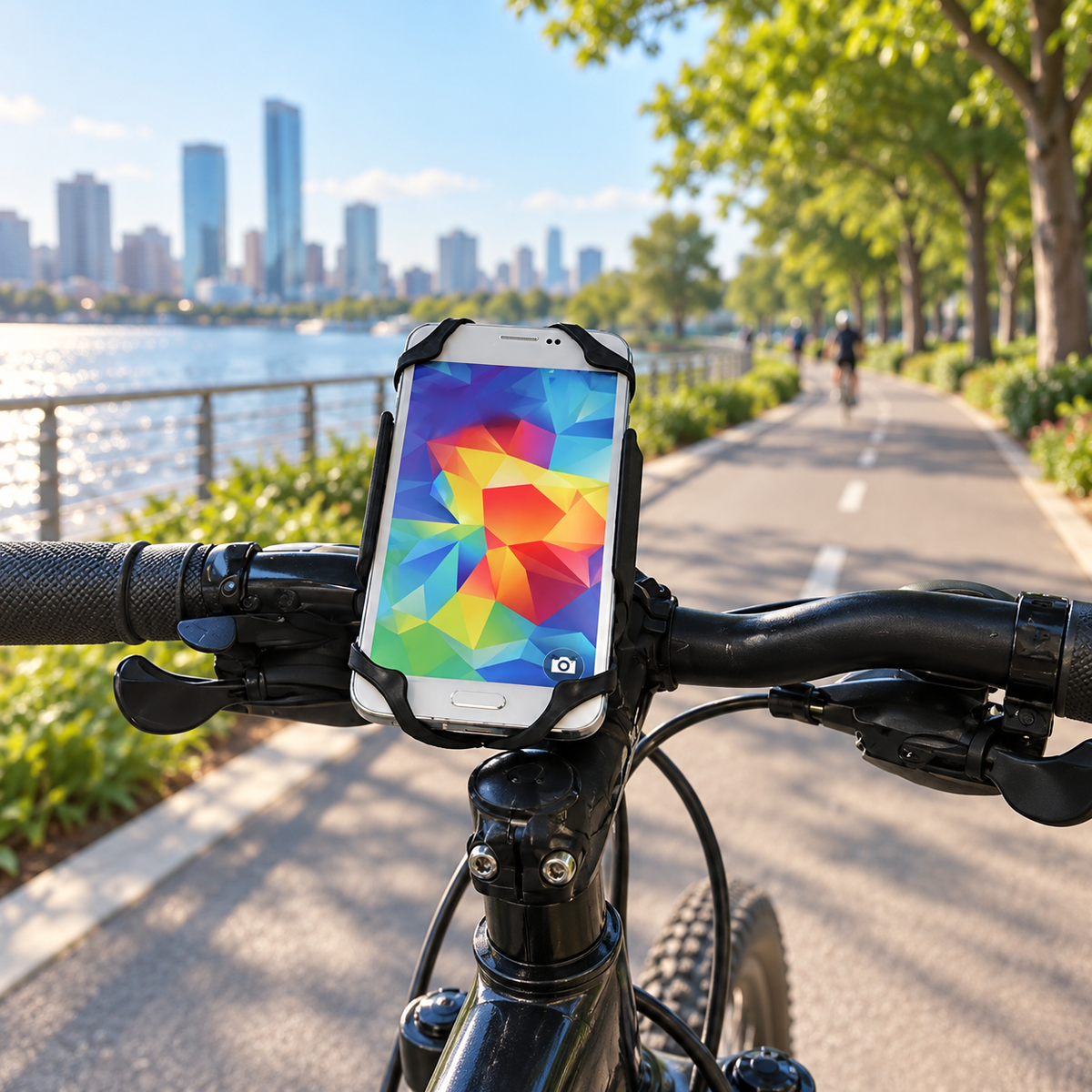 Universal Bicycle Handlebar Phone Holder with Metal Base