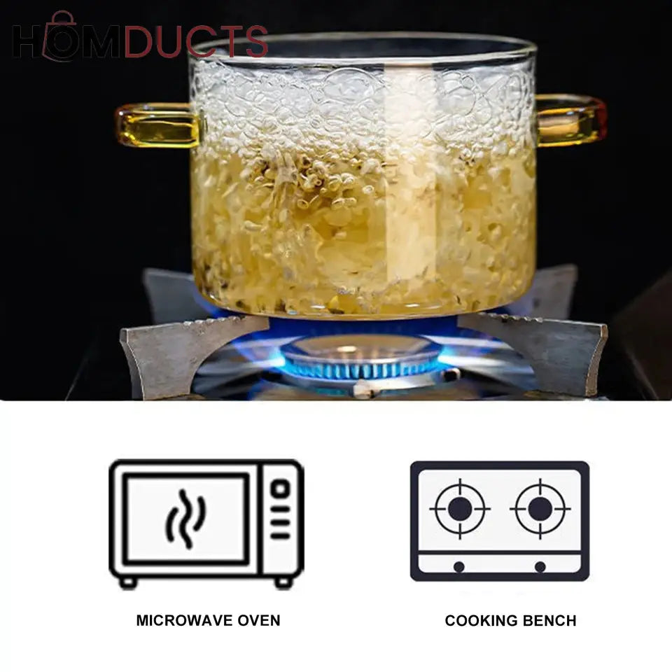 Heat Resistant Borosilicate Glass Cooking Pot
