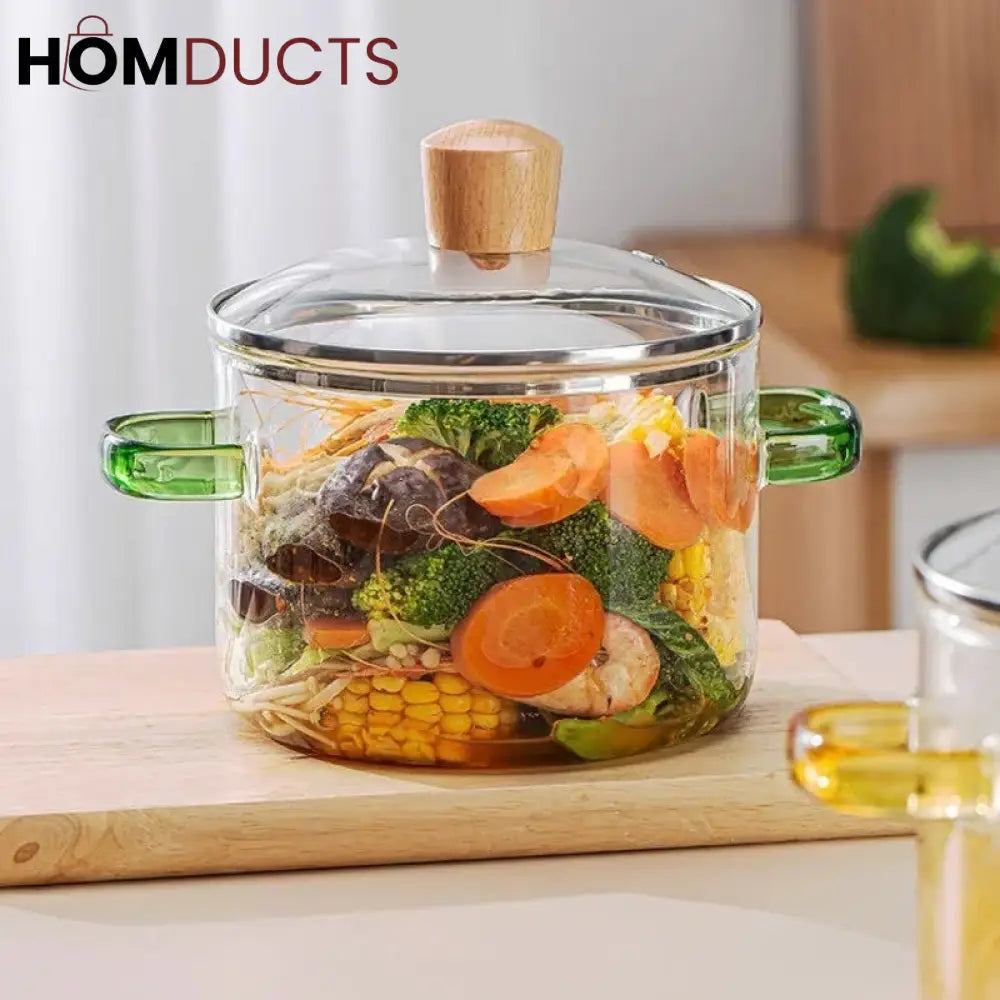 Heat Resistant Borosilicate Glass Cooking Pot