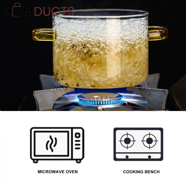 Heat Resistant Borosilicate Glass Cooking Pot