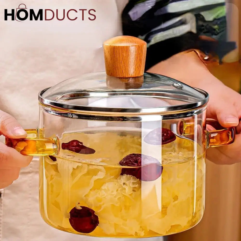 Heat Resistant Borosilicate Glass Cooking Pot