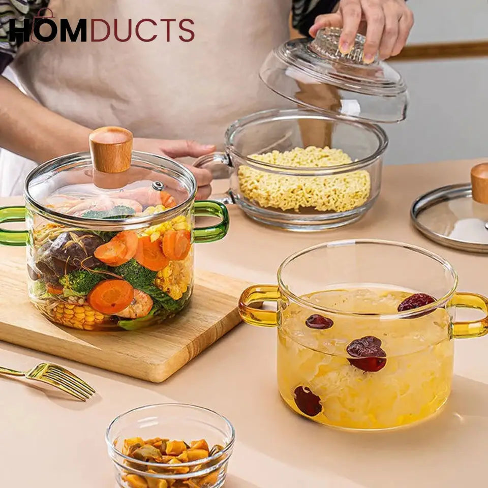 Heat Resistant Borosilicate Glass Cooking Pot