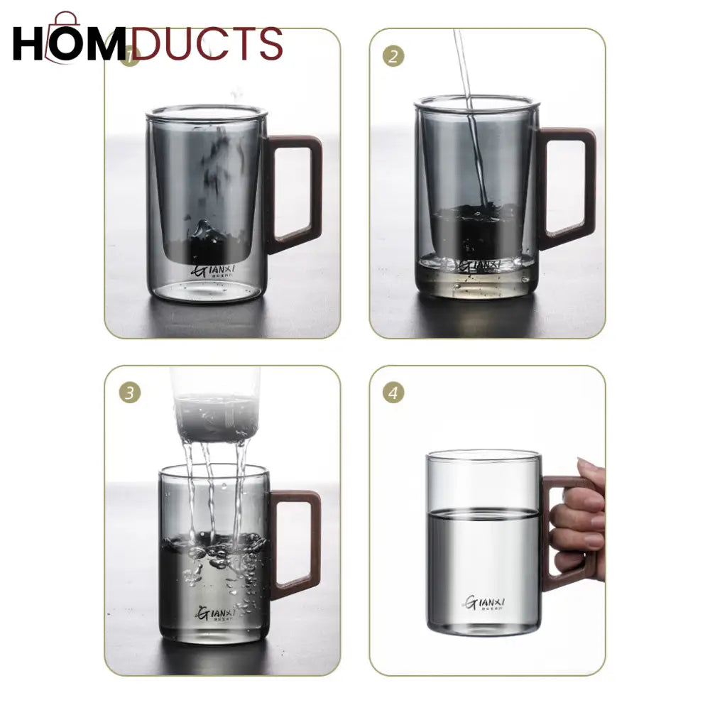 Heat Resistant Borosilicate Glass Tea Cup With Filter