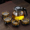 Heat Resistant Glass Teapot With Cups