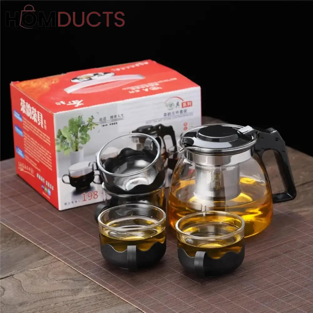 Heat Resistant Glass Teapot With Cups