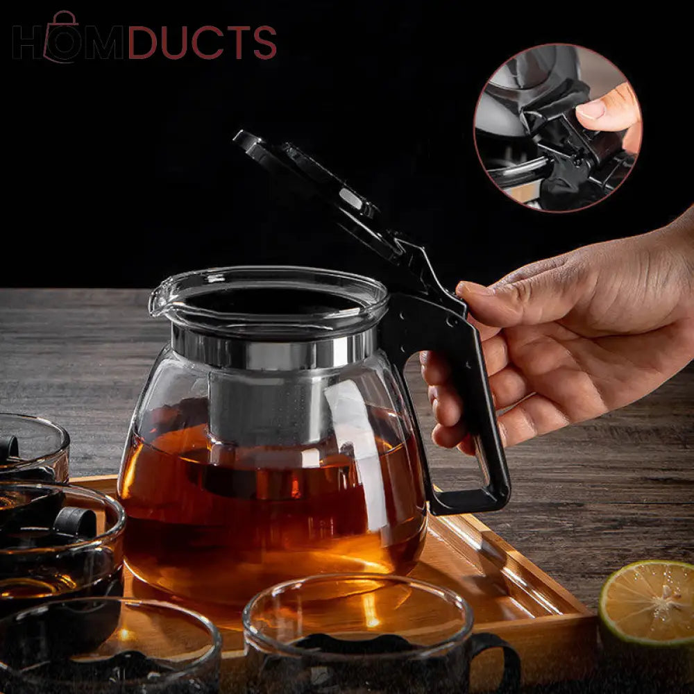 Heat Resistant Glass Teapot With Cups