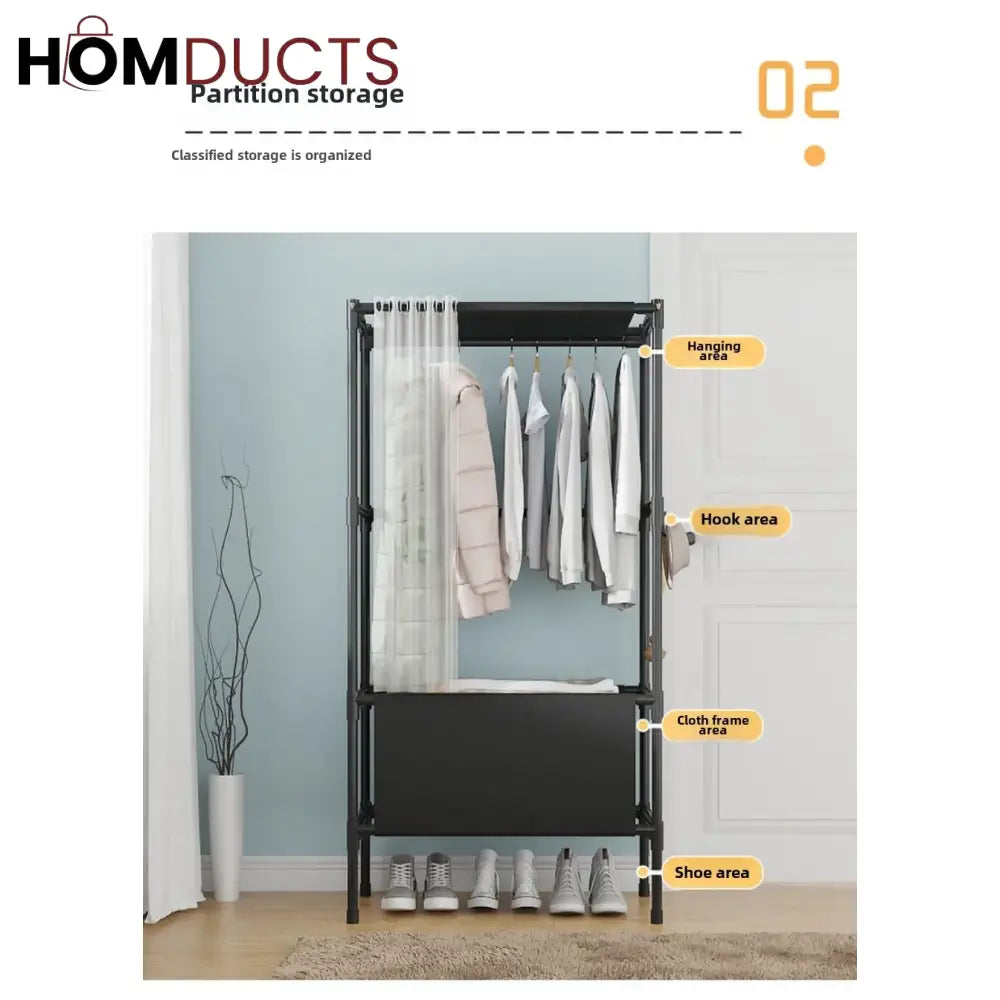 Heavy Duty Foldable Garment Rack - Steel Pipe Freestanding Closet Organizer for Bedroom & Wardrobe