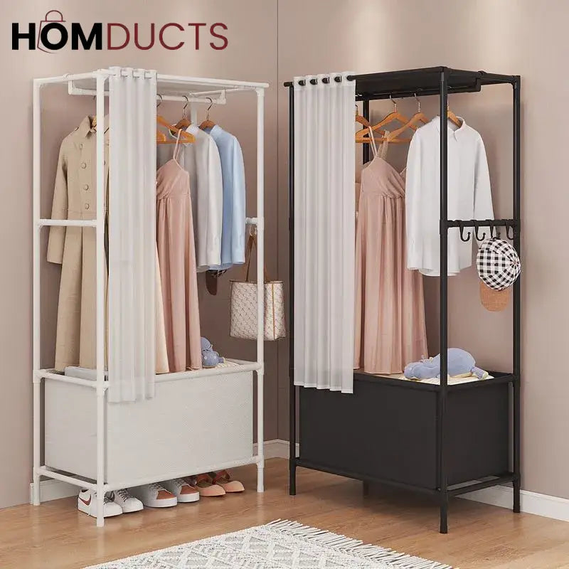 Heavy Duty Foldable Garment Rack - Steel Pipe, Freestanding Closet Organizer for Bedroom & Wardrobe