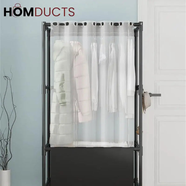 Heavy Duty Foldable Garment Rack - Steel Pipe Freestanding Closet Organizer for Bedroom & Wardrobe