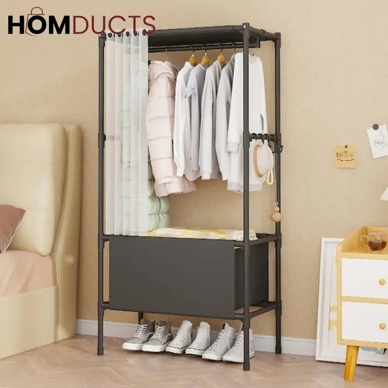 Heavy Duty Foldable Garment Rack - Steel Pipe Freestanding Closet Organizer for Bedroom & Wardrobe