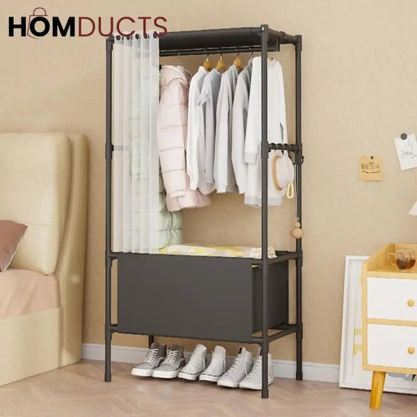 Heavy Duty Foldable Garment Rack - Steel Pipe Freestanding Closet Organizer for Bedroom & Wardrobe
