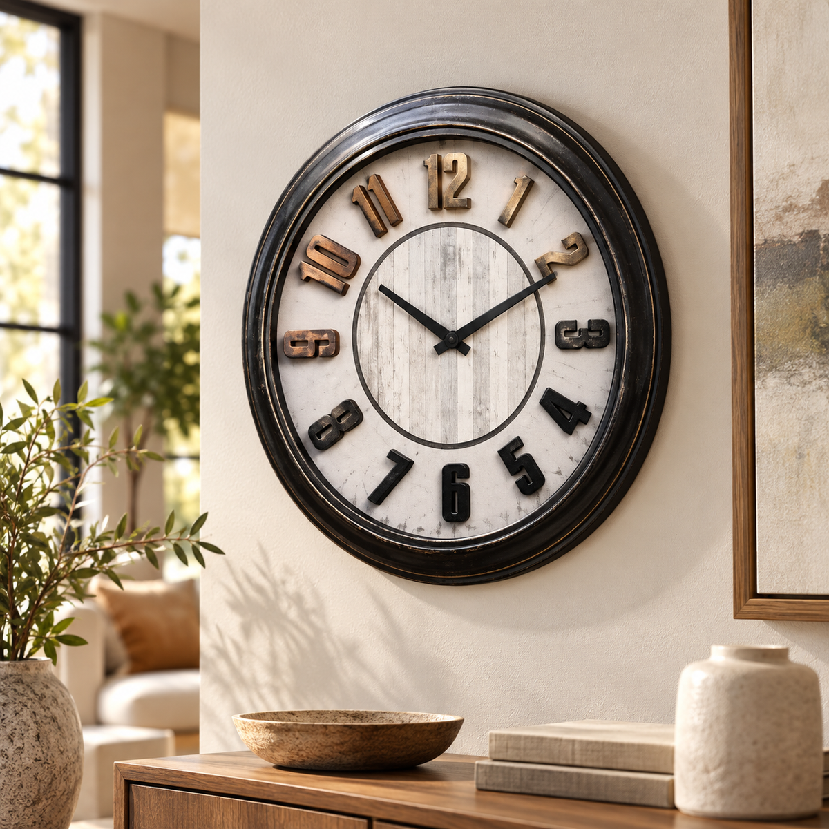 Heritage Rustic Panel 24-Inch Wall Clock