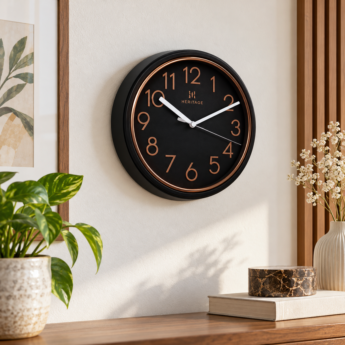 Heritage Fantasy CLK-044 9.75 inch black and bronze wall clock