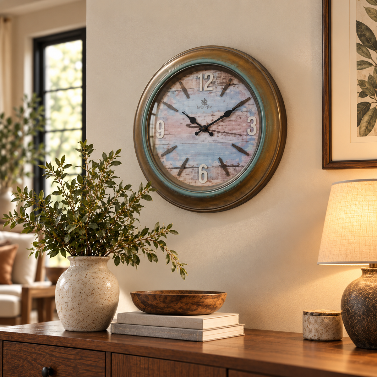 Heritage pastel vintage 18 inch wall clock