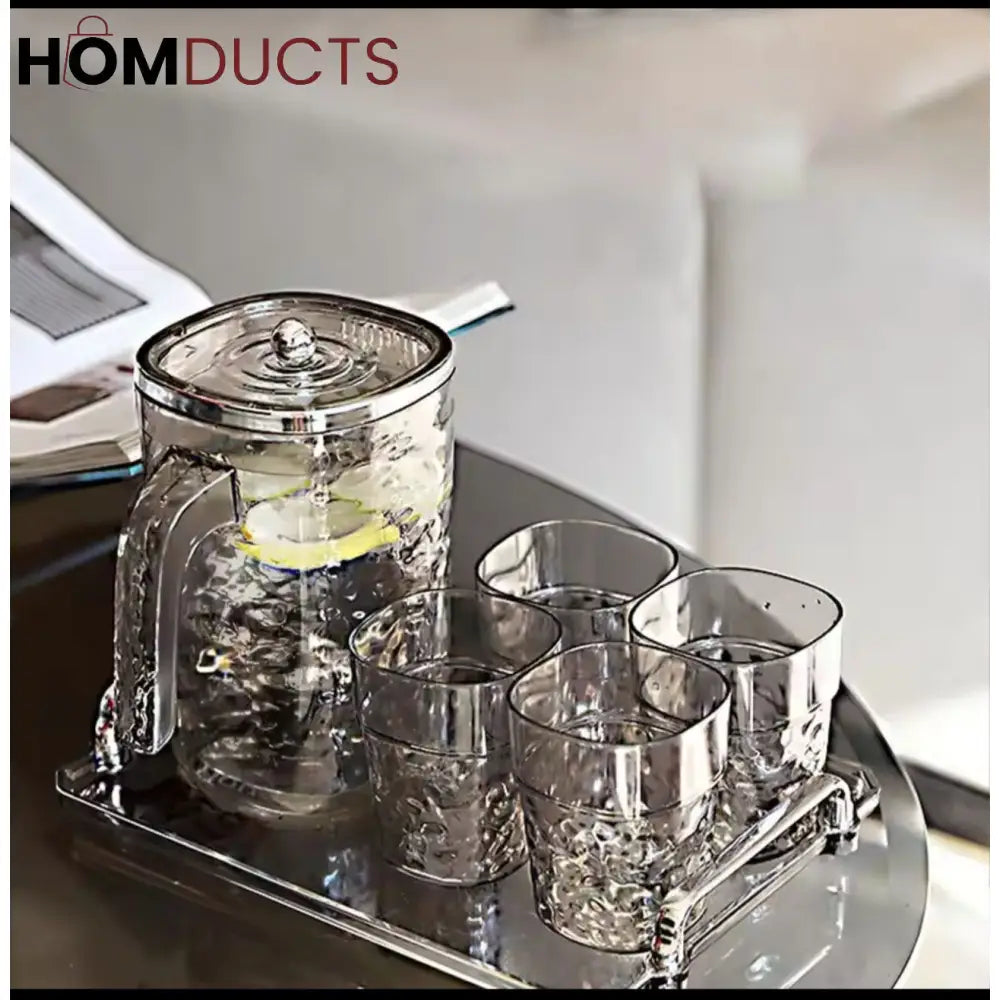 High-Quality Acrylic Water Jug With Textured Design And Clear Lid