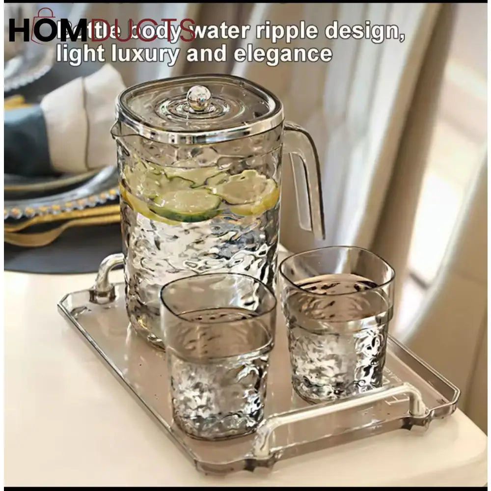 High-Quality Acrylic Water Jug With Textured Design And Clear Lid