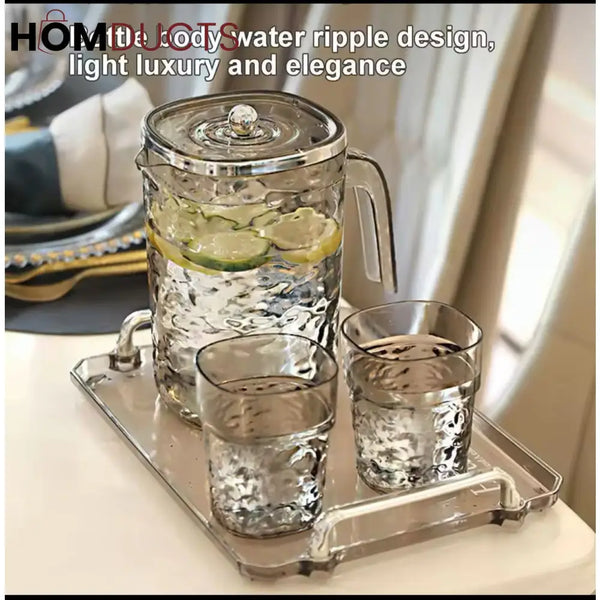 High-Quality Acrylic Water Jug With Textured Design And Clear Lid