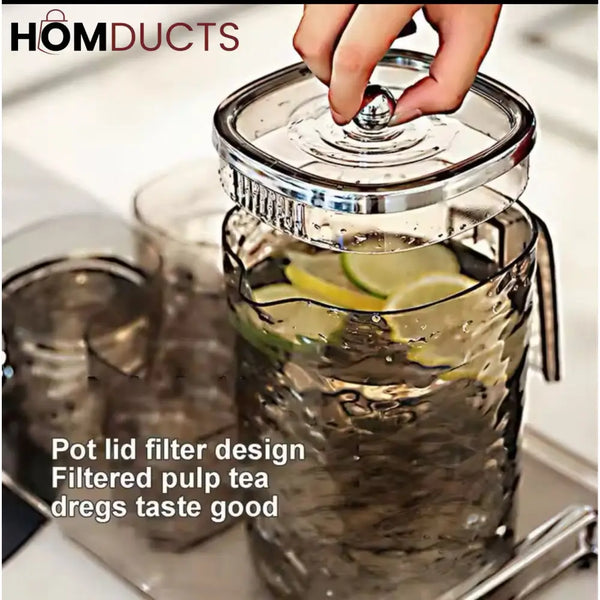 High-Quality Acrylic Water Jug With Textured Design And Clear Lid