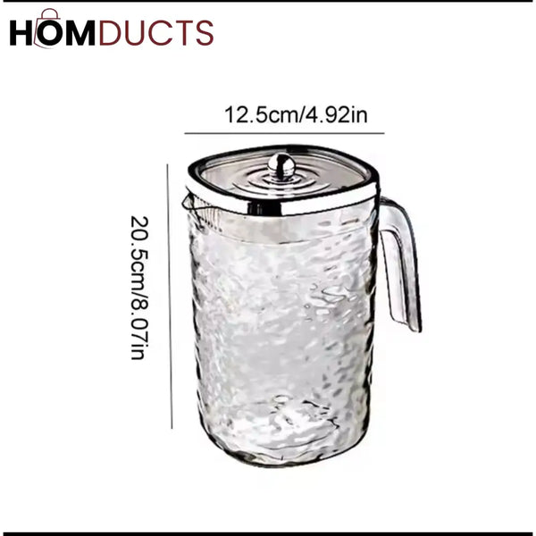 High-Quality Acrylic Water Jug With Textured Design And Clear Lid