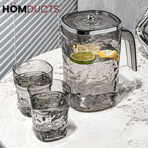 High-Quality Acrylic Water Jug With Textured Design And Clear Lid