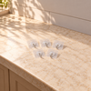 Five clear adhesive hooks with flower-shaped mounts and silver steel hooks