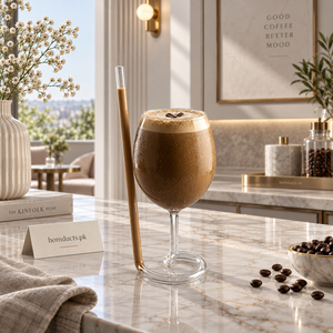 Luxury Goblet Glass Sipper Cup with Loop Straw – Clear Iced Coffee & Juice Glass