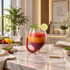 Luxury Goblet Glass Sipper Cup with Curved Loop Straw – Clear Cold Drink Glass