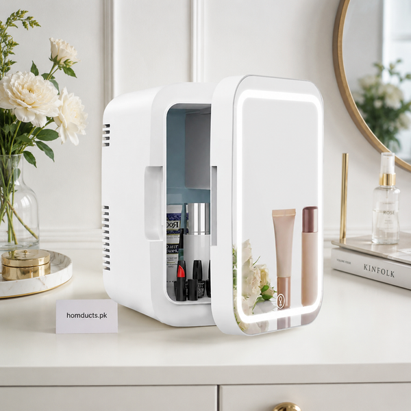 Mini Makeup Fridge: AC/DC Cooler & Warmer for Beauty & Skincare | Home & Car Use | Homducts.pk