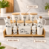 Ceramic Kitchen Storage Jar Set with Bamboo Tray – Arabic Labels – infographic