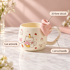 Cartoon Cat Ceramic Coffee Mug with 3D Bow Handle – infographic
