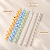 Spiral Glass Drinking Straws with Cleaning Brush – infographic