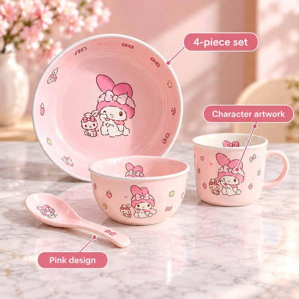My Melody Ceramic Dining Set – 4 Pieces – infographic