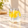 Carton-Shaped Glass Drinking Cup with Straw – infographic