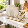 Silver-Tone Countertop Plate Rack with Cutlery Holder – lifestyle