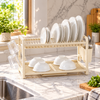 Cream Two-Tier Dish Rack with Plate and Cup Storage – lifestyle