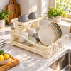 Cream Dish Rack with Raised Cup and Bowl Shelf – lifestyle