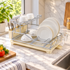 Silver-Tone Dish Rack with Cup Shelf and Drain Tray – lifestyle