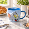 Tom 550ml Ceramic Face Coffee Mug – Blue – lifestyle