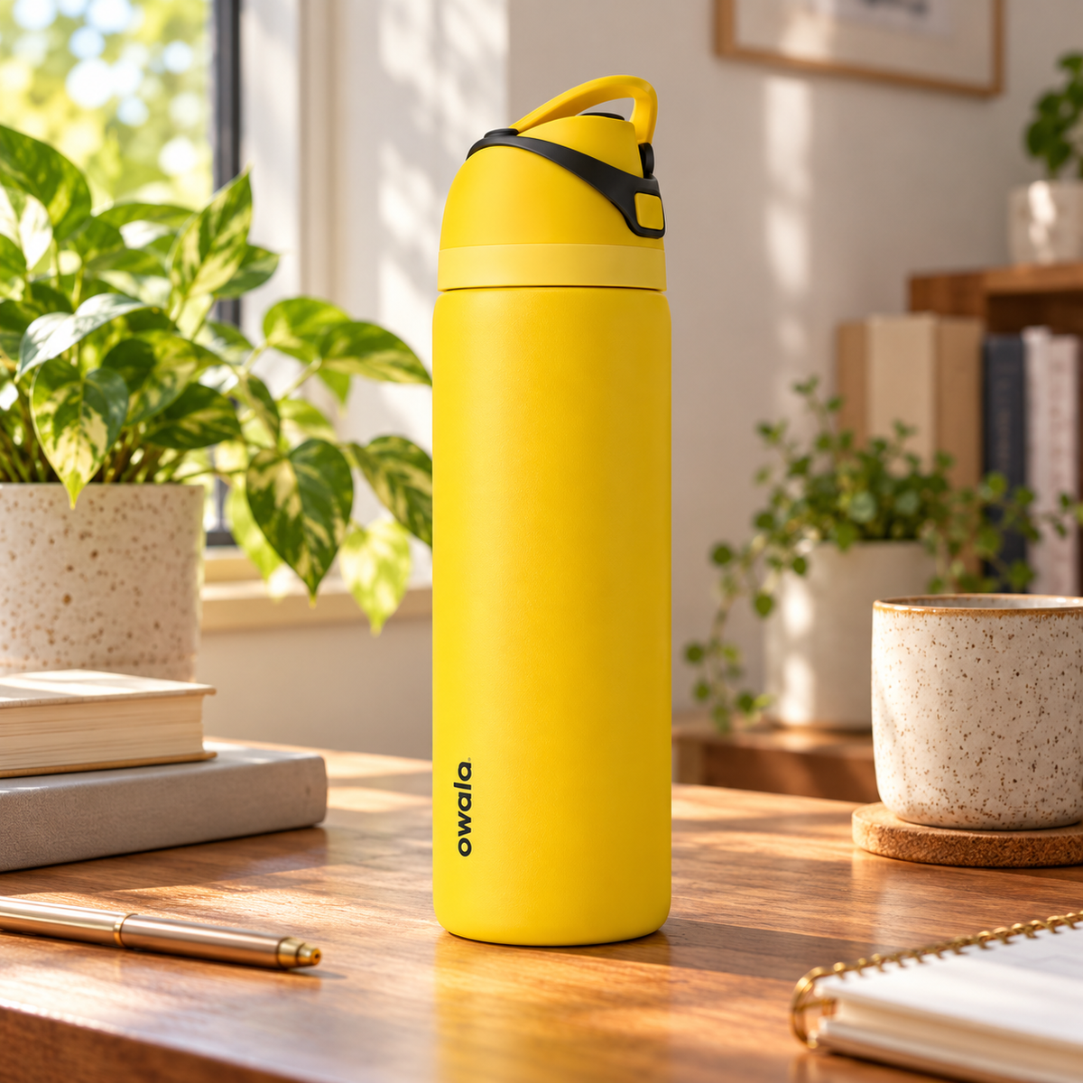 Owala Steel Water Bottle – Hufflepuff Yellow – lifestyle