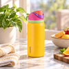 Owala Insulated Steel Water Bottle – Yellow with Colourful Lid – lifestyle
