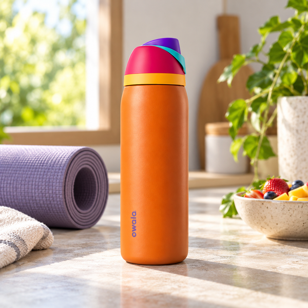 Owala Insulated Steel Water Bottle with Carry Strap – Orange – lifestyle