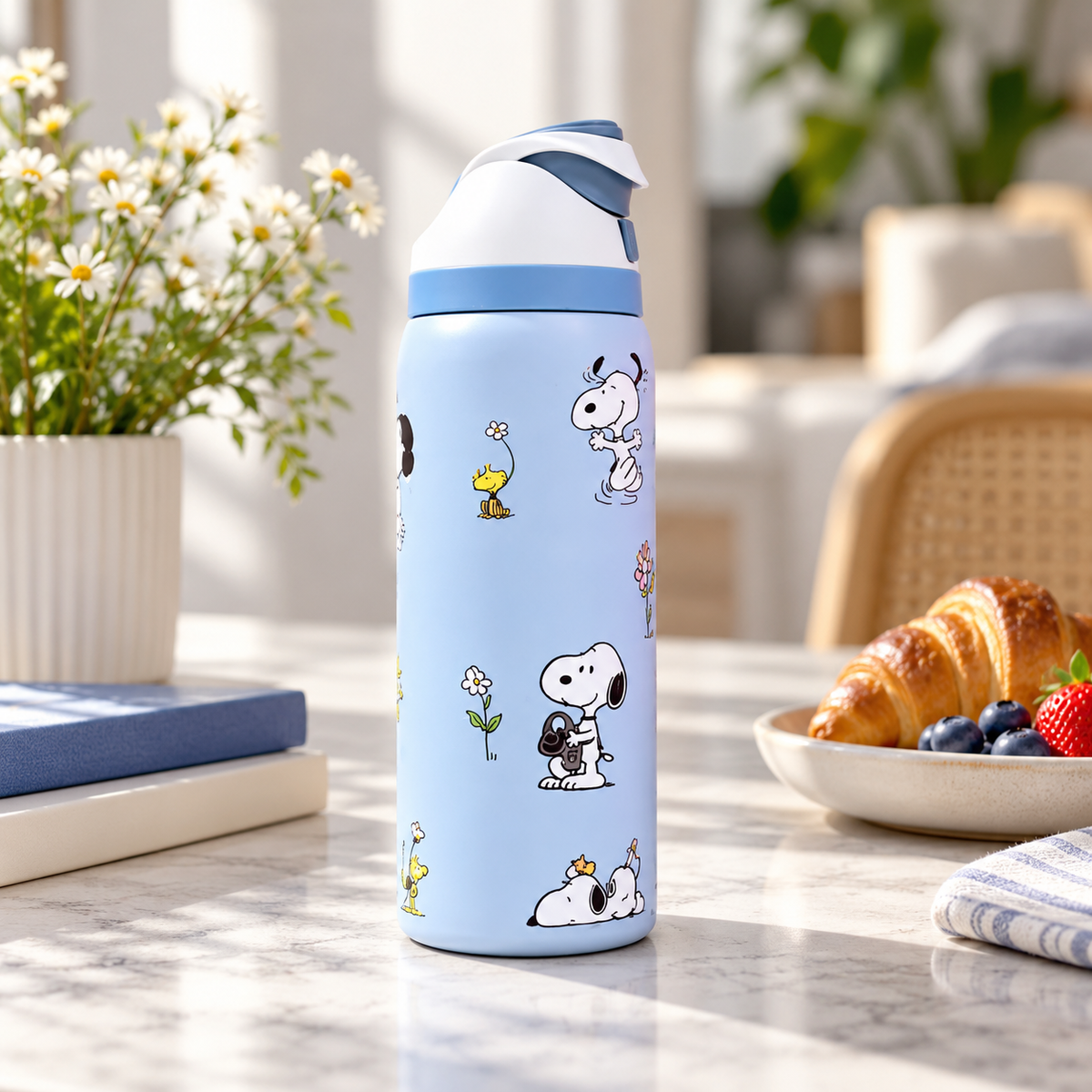945ml Insulated Steel Water Bottle – Pastel Snoopy Print – lifestyle