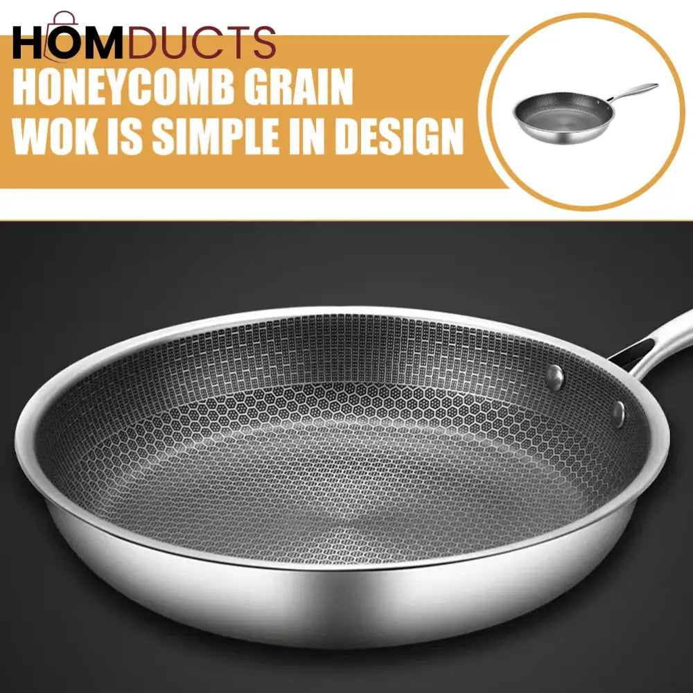 Honeycomb Structure Nonstick Stainless Steel Wok 30Cm