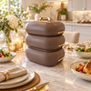 Premium Rectangular Hot Pot – Brown & Gold premium lifestyle view