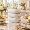 Premium Rectangular Hot Pot – White & Gold premium lifestyle view