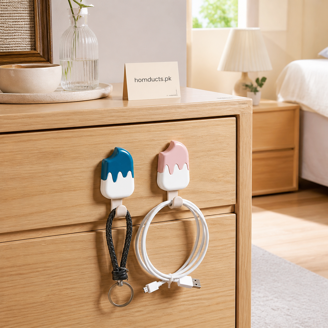 Hatimi ice cream shaped adhesive wall hooks pack of 2