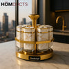 Imperial Marble 360° Rotating Spice Jar Set – 8-Piece Gold Edition