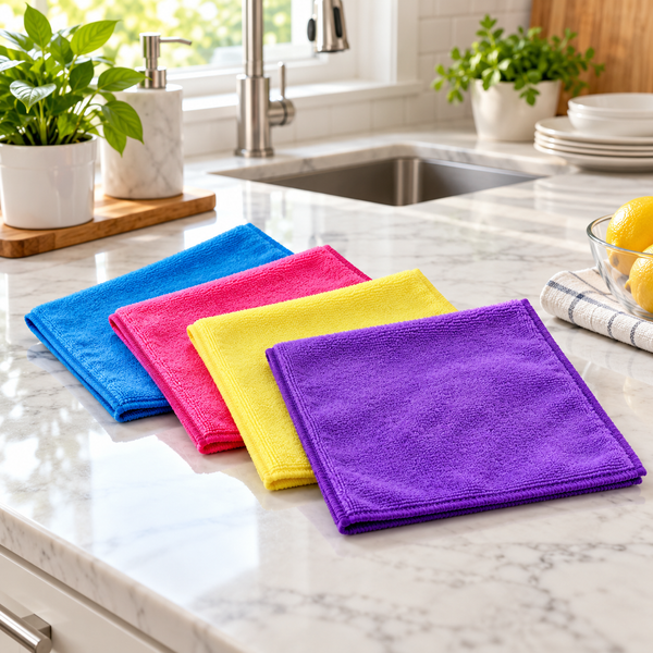 4-Piece Multicolor Microfiber Cleaning Cloth Set