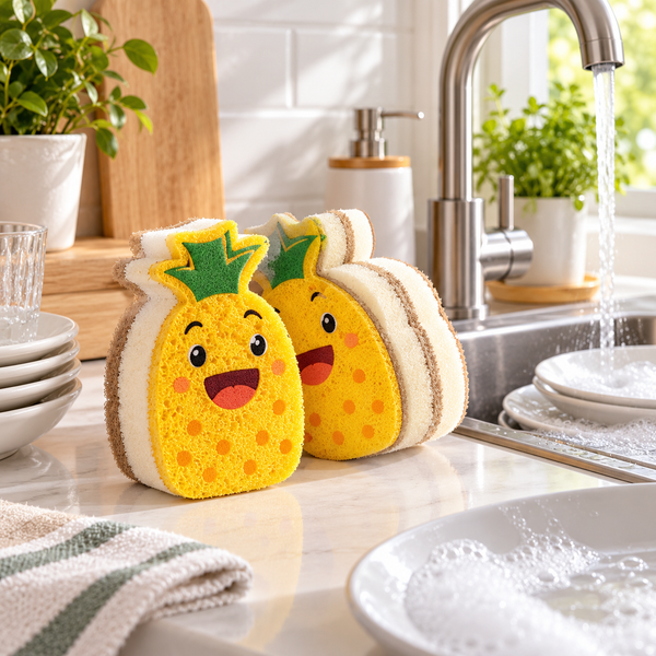 3-Piece Dual-Sided Pineapple Cleaning Sponge Set