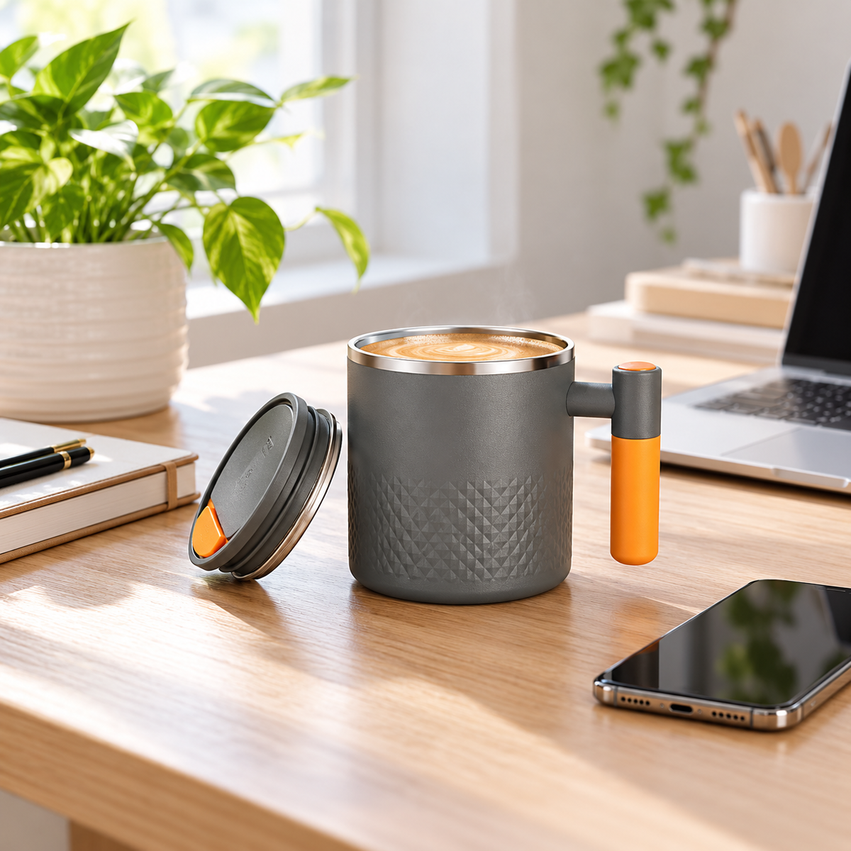 450 ml Double-Wall Stainless-Steel Mug with Lid